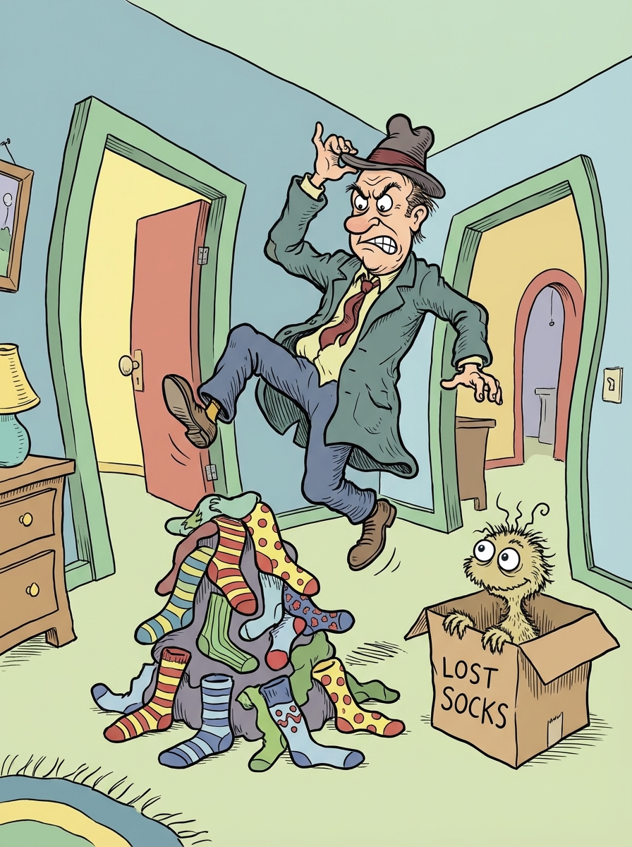 Dirty colorful socks and a box