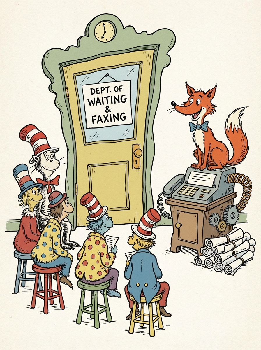 Waiting by a wacky door